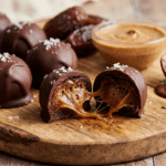 4 Ingredient Date Caramels (Date Caramel Chocolate Bites) 3 4 Ingredient Date Caramels in rustic chocolate bars