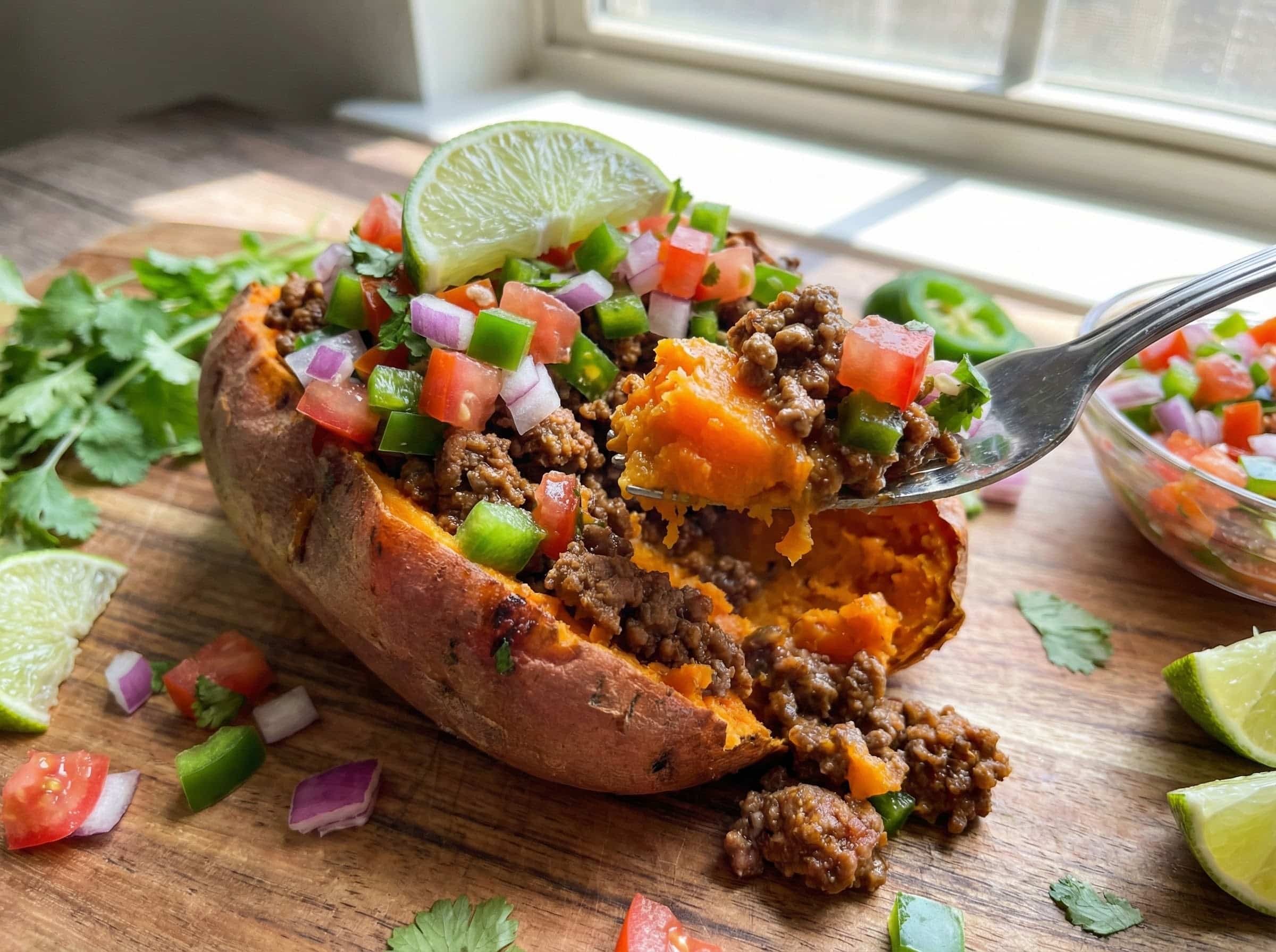 Taco Stuffed Sweet Potatoes - Hearty Sweet Potato Taco Bake 2 6