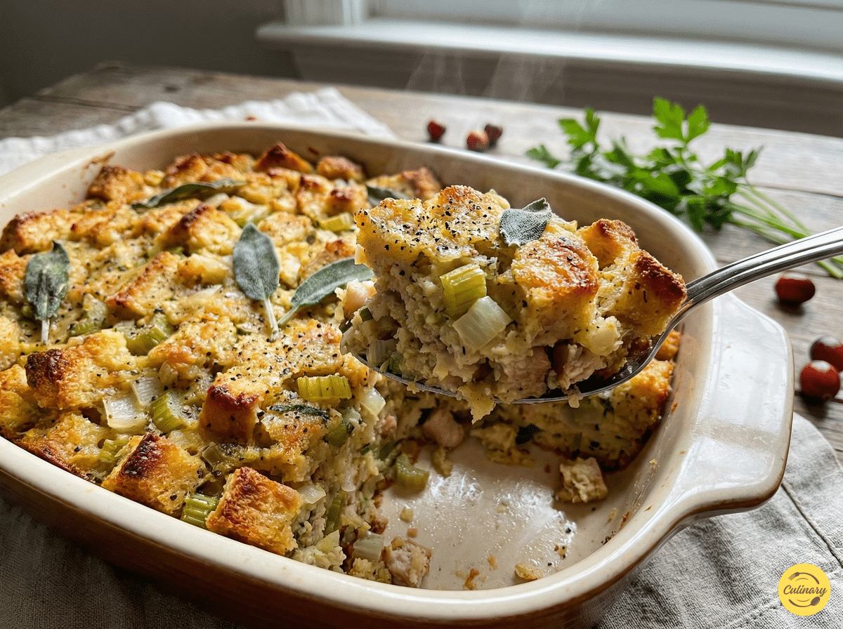 Best Homemade Stuffing - Classic Turkey Dressing 2 Best Homemade Stuffing in baking dish