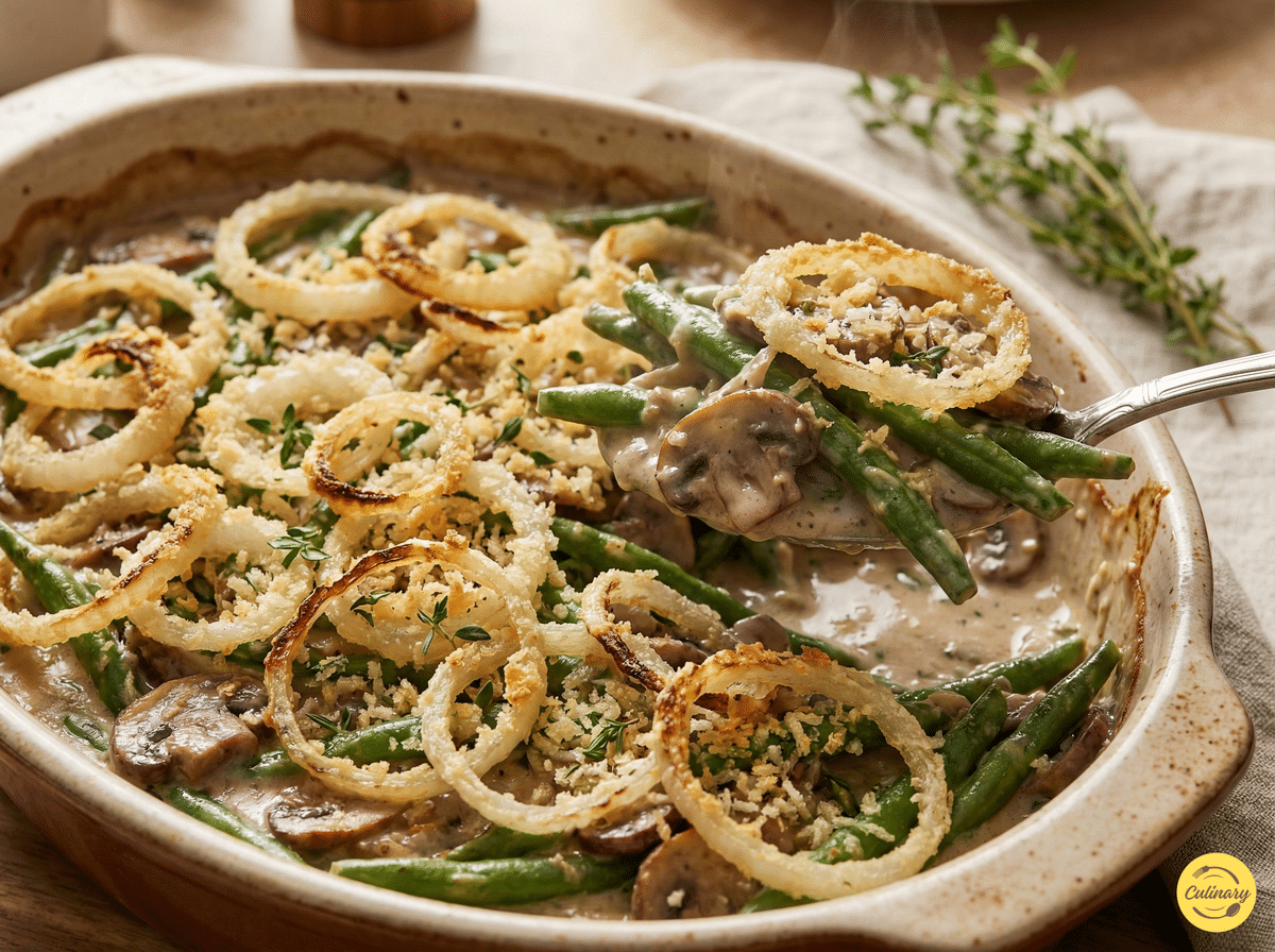 Creamy Green Bean Casserole from Scratch 2 Creamy Green Bean Casserole from Scratch with fried chicken