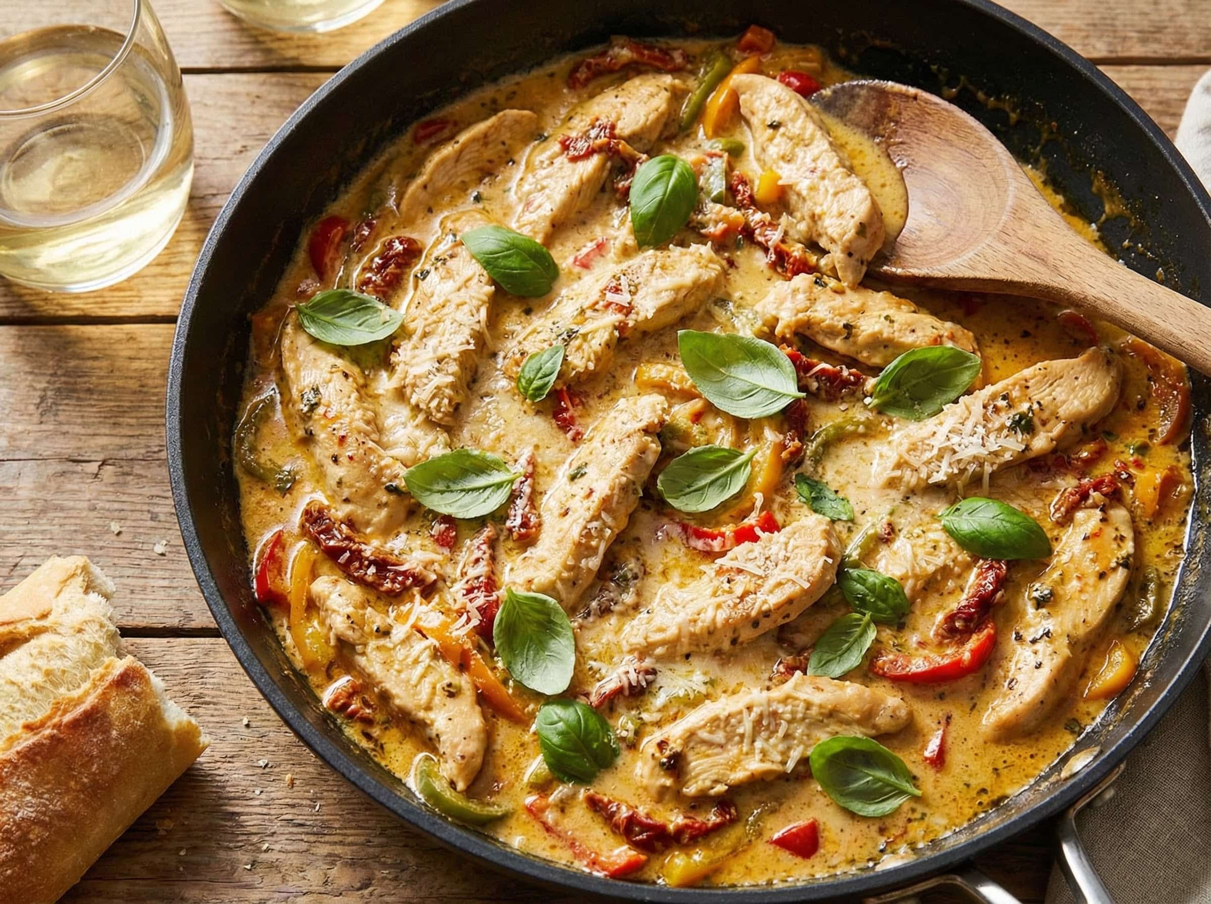 Creamy Pesto Chicken with peppers