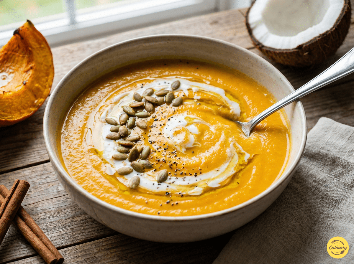 Creamy Roasted Pumpkin Soup in ramekin