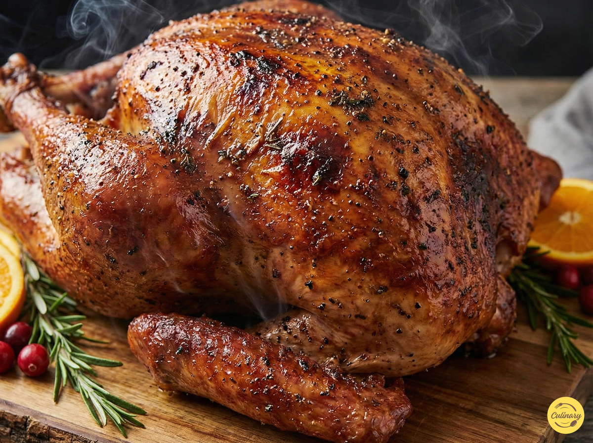 Dry Brine Turkey: Juicy, Golden Roasted Masterpiece 4 Dry Brine Turkey with glossy skin and herbs