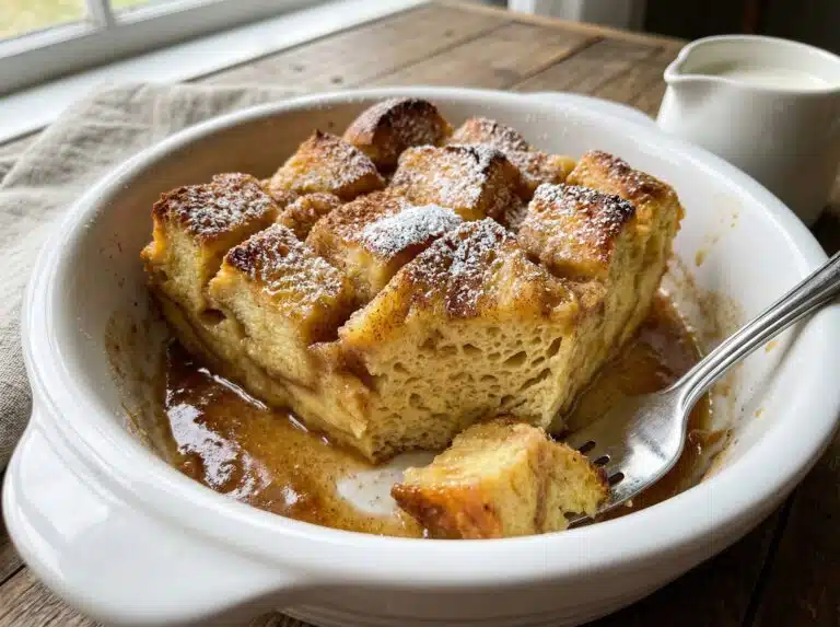 French Toast Casserole bite-sized cubes