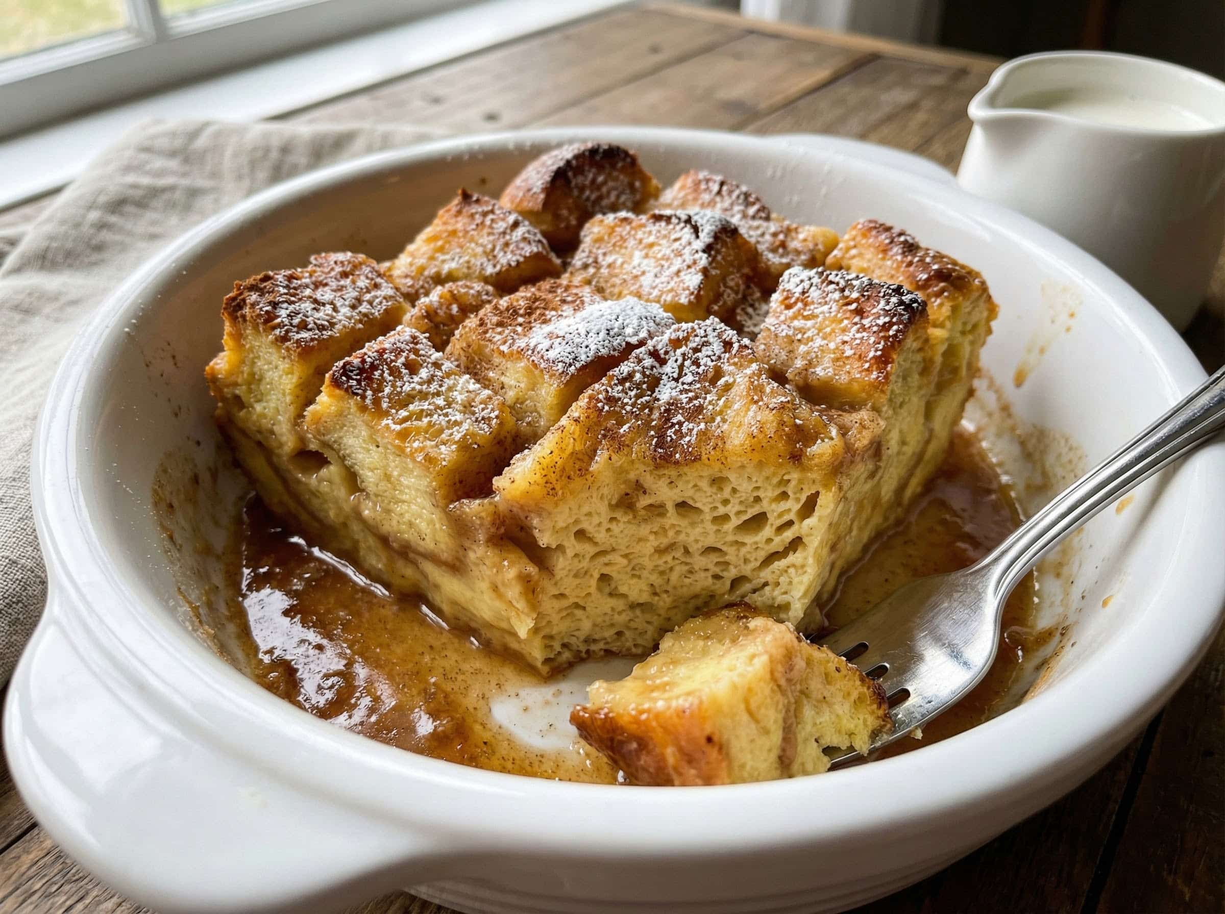 French Toast Casserole bite-sized cubes