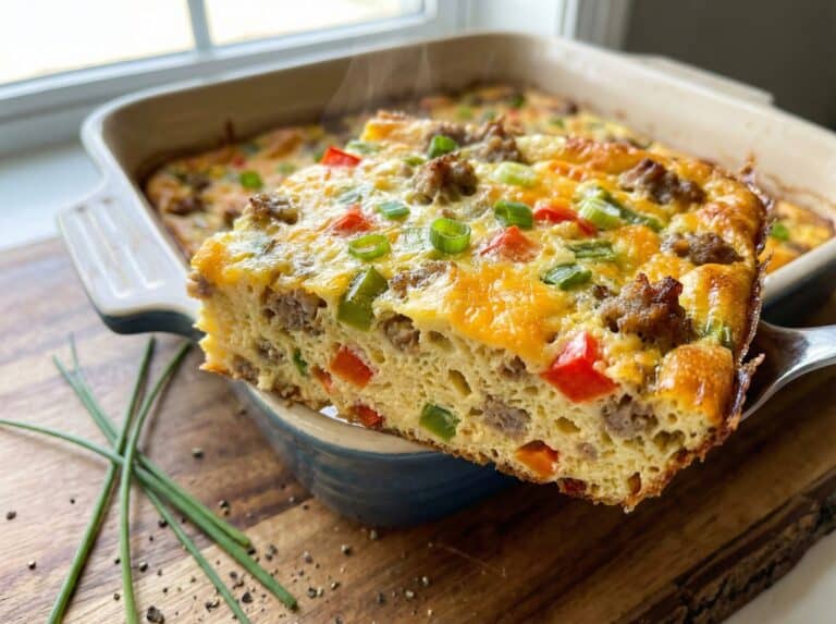 Breakfast Casserole with peppers and cheese