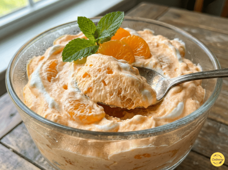 Mandarin Orange Jello Salad with sliced fruit
