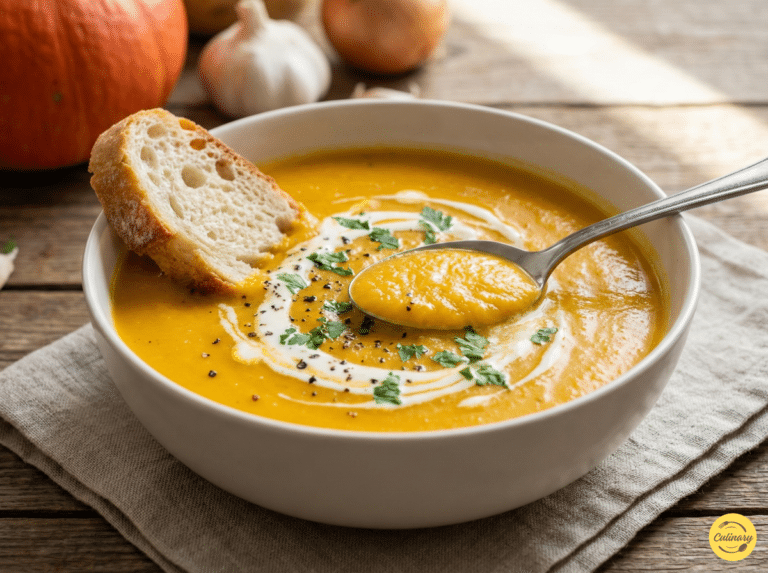 Pumpkin Soup - Classic and Easy in cozy bowl