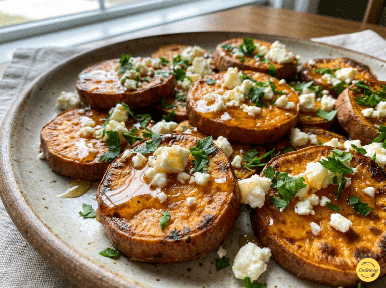 Roasted Sweet Potato Rounds with Honey & Feta