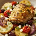 Sheet Pan Greek Chicken - Lemon-Herb Chicken with Roasted Potatoes and Tomatoes 6 Sheet Pan Greek Chicken with potatoes and vegetables