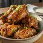 Hot Honey Chicken Wings with cilantro garnish