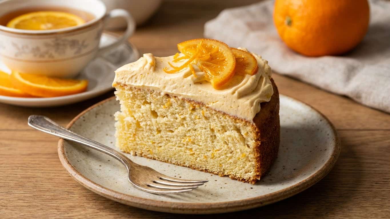 Whole Orange Cake on marble board