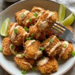 Crispy Bang Bang Salmon Bites in home kitchen